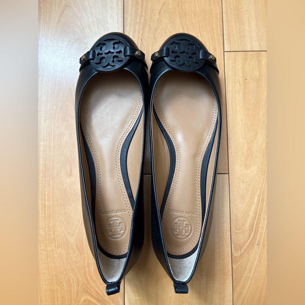 New Tory Burch Miller Ballet Flats Shoes Black Sz 8